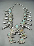 307 Grm Vintage Native American Navajo Royston Turquoise Sterling Silver Squash Blossom Necklace-Nativo Arts