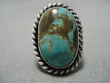 Magnificent Vintage Native American Navajo Domed Royston Turquoise Sterling Silver Ring-Nativo Arts