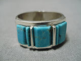 Quality Vintage Native American Navajo Victor Thompson Turquoise Sterling Silver Ring Old-Nativo Arts