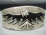 Unforgettable Eagle Native American Navajo Inlay Sterling Silver Bracelet-Nativo Arts