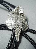 Picturesque Navajo Sterling Silver Toad Bolo Tie Native American-Nativo Arts