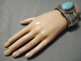 Heavy Vintage Native American Navajo Carico Lake Turquoise Sterling Silver Bracelet-Nativo Arts