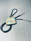 One Of The Best Ever Vintage Native American Navajo #8 Turquoise Sterling Silver Bolo Tie-Nativo Arts
