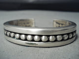 Important Jimmie King Jr Vintage Native American Navajo Thick Sterling Silver Bracelet-Nativo Arts