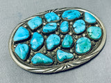 Tremendous Vintage Native American Navajo Kingman Turquoise Sterling Silver Buckle-Nativo Arts