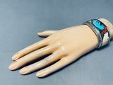 Incredible Brownbear Vintage Turquoise Sterling Silver Inlay Bracelet-Nativo Arts