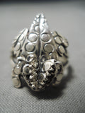 Detailed Toad Navajo Sterling Silv Er Toad Ring Native American-Nativo Arts