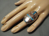 Native American Magnificent Huge Oval Turquoise Wildhorse Sterling Silver Ring-Nativo Arts
