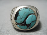 Fascinating Vintage Navajo Turquoise Sterling Silver Ring Native American Old-Nativo Arts