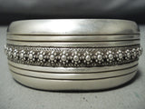 Hvy Hand Tooled Vintage Native American Navajo Sterling Silver Bracelet Signed-Nativo Arts