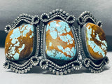 127 Grams Heavy Native American Navajo #8 Turquoise Sterling Silver Bracelet Cuff-Nativo Arts