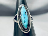 Brilliant Vintage Native American Navajo Morenci Turquoise Sterling Silver Ring-Nativo Arts