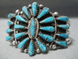 Excellent Vintage Native American Navajo Turquoise Sterling Silver Bracelet Old-Nativo Arts