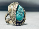 Exceptional Vintage Native American Navajo Blue Diamond Turquoise Sterling Silver Ring-Nativo Arts