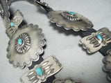 Heavy 600 Gram Vintage Native American Navajo Turquoise Sterling Silver Concho Belt Old-Nativo Arts