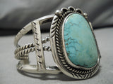 Rare Apache Turquoise!! Vintage Native American Navajo Sterling Silver Bracelet Cuff Old-Nativo Arts