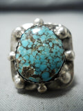 Superb Vintage Hopi Native American Spiderweb Turquoise Sterling Silver Ring Old-Nativo Arts