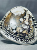 One Of The Best Ever Native American Navajo White Agate Sterling Silver Bracelet-Nativo Arts