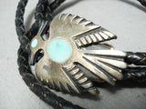 Interesting Vintage Native American Navajo Turquoise Sterling Silver Bolo Tie Old-Nativo Arts