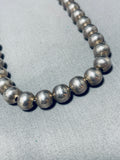 Longer 30 Inch Vintage Native American Navajo Sterling Silver Bead Necklace-Nativo Arts