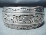 Detailed!! Vintage Native American Navajo Bear Sterling Silver Bracelet-Nativo Arts