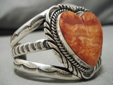 Incredible Vintage Navajo Heart Shell Sterling Silver Native American Bracelet-Nativo Arts