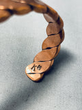 Heavy Thicker Hand Tooled Vintage Native American Navajo Signed Copper Bracelet-Nativo Arts