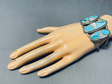 Best Nelson Lee Vintage Native American Navajo Turquoise Sterling Silver Inlay Bracelet-Nativo Arts