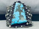 141 Gram Native American Navajo Spiderweb Turquoise Unique Shape Sterling Silver Bracelet-Nativo Arts