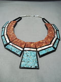 Native American Intricate Detailed!! Santo Domingo Turquoise Coral Jet Necklace-Nativo Arts