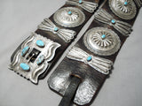 Heavy Authentic Vintage Native American Navajo Turquoise Sterling Silver Concho Belt Old-Nativo Arts