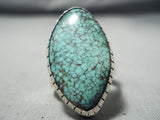 One Of The Best Vintage Native American Navajo #8 Turquoise Sterling Silver Ring-Nativo Arts