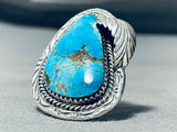 Old Deposit Kingman Turquoise Vintage Native American Navajo Sterling Silver Ring-Nativo Arts