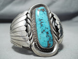 Authentic Vintage Native American Navajo Orville Tsinnie Turquoise Sterling Silver Bracelet-Nativo Arts
