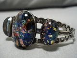 Very Rare Vintage Native American Navajo Opalescence Sterling Silver Bracelet Old-Nativo Arts