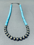 Astonishing Vintage Native American Navajo Kingman Turquoise Sterling Silver Necklace-Nativo Arts