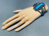 Gasp!! Vintage Native American Navajo Towering Turquoise Sterling Silver Bracelet-Nativo Arts