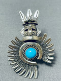 Phenomenal Native American Navajo Sleeping Beauty Turquoise Sterling Silver Kachina Ring-Nativo Arts