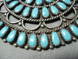 Larry Moses Begay Vintage Native American Navajo Turquoise Teardrop Sterling Silver Pin-Nativo Arts
