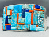 One Of The Best Native American Navajo Turquoise Coral Sterling Silver Bracelet-Nativo Arts