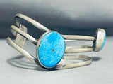 Exquisite Native American Navajo Kingman Turquoise Sterling Silver Bracelet-Nativo Arts