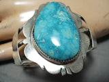 Vivid Vintage Native American Navajo Carico Lake Turquoise Sterling Silver Bracelet-Nativo Arts