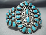 Very Small Wrist Vintage Native American Navajo Turquoise Sterling Silver Baby Bracelet Old-Nativo Arts