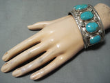 Awesome Vintage Navajo Native American Turquoise Sterling Silver Bracelet-Nativo Arts