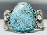 Spell-binding Native American Navajo Rare Turquoise Sterling Silver Bracelet Signed-Nativo Arts
