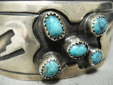 Rare Vintage Native American Navajo Dodson Turquoise Sterling Silver Bracelet-Nativo Arts