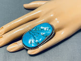 Massive Vintage Native American Navajo Morenci Turquoise Sterling Silver Ring-Nativo Arts