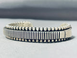 Jonny Nez Heavy Native American Navajo Sterling Silver Bracelet-Nativo Arts