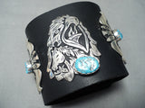 rich singer Native American Navajo Sleeping Beauty Turquoise Sterling Silver Bowguard-Nativo Arts