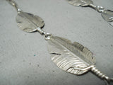 Marvelous Navajo Sterling Silver Feathers Necklace Native American-Nativo Arts